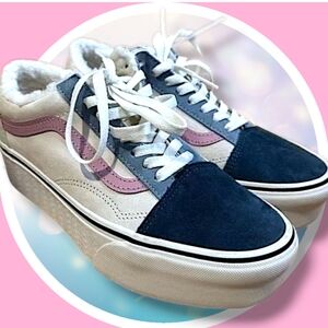 NWT Water Repellent Sz 8.5 Vans Old Skool Stackform Sneakers Suede & Sherpa Trim